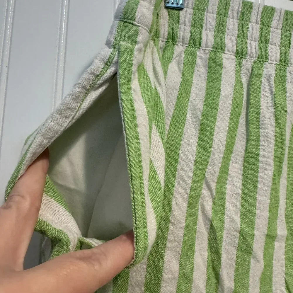Old Navy Striped Linen Shorts Green White Pull On Plus Size 2X - Picture 3 of 6